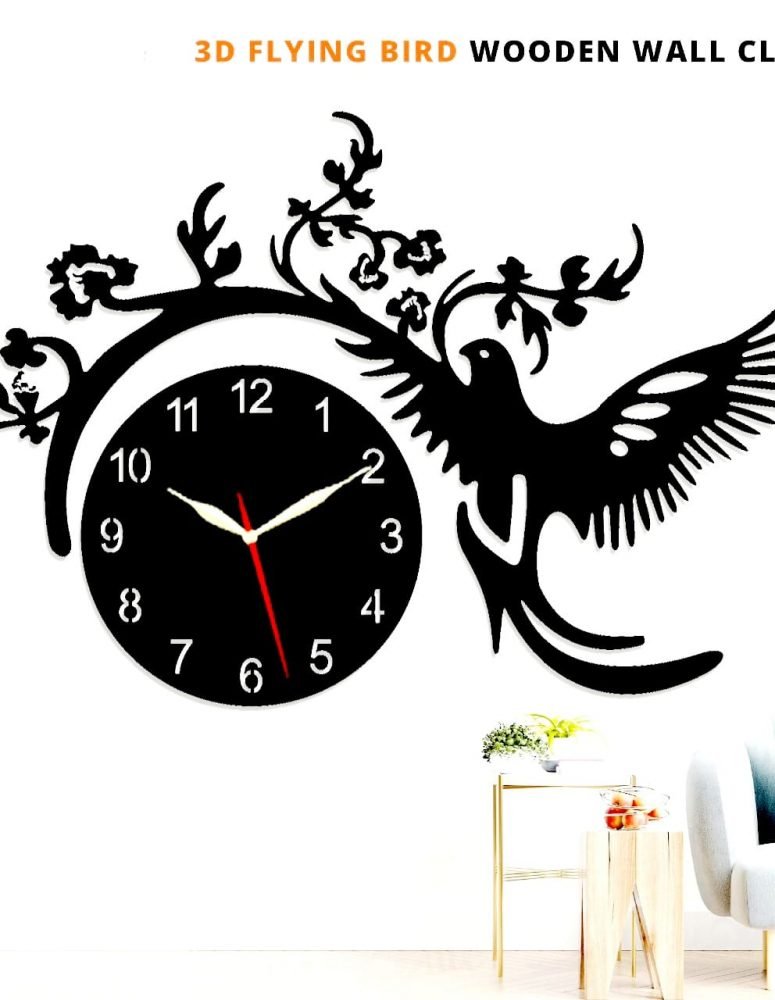 Flying Bird Wooden Wall Clock