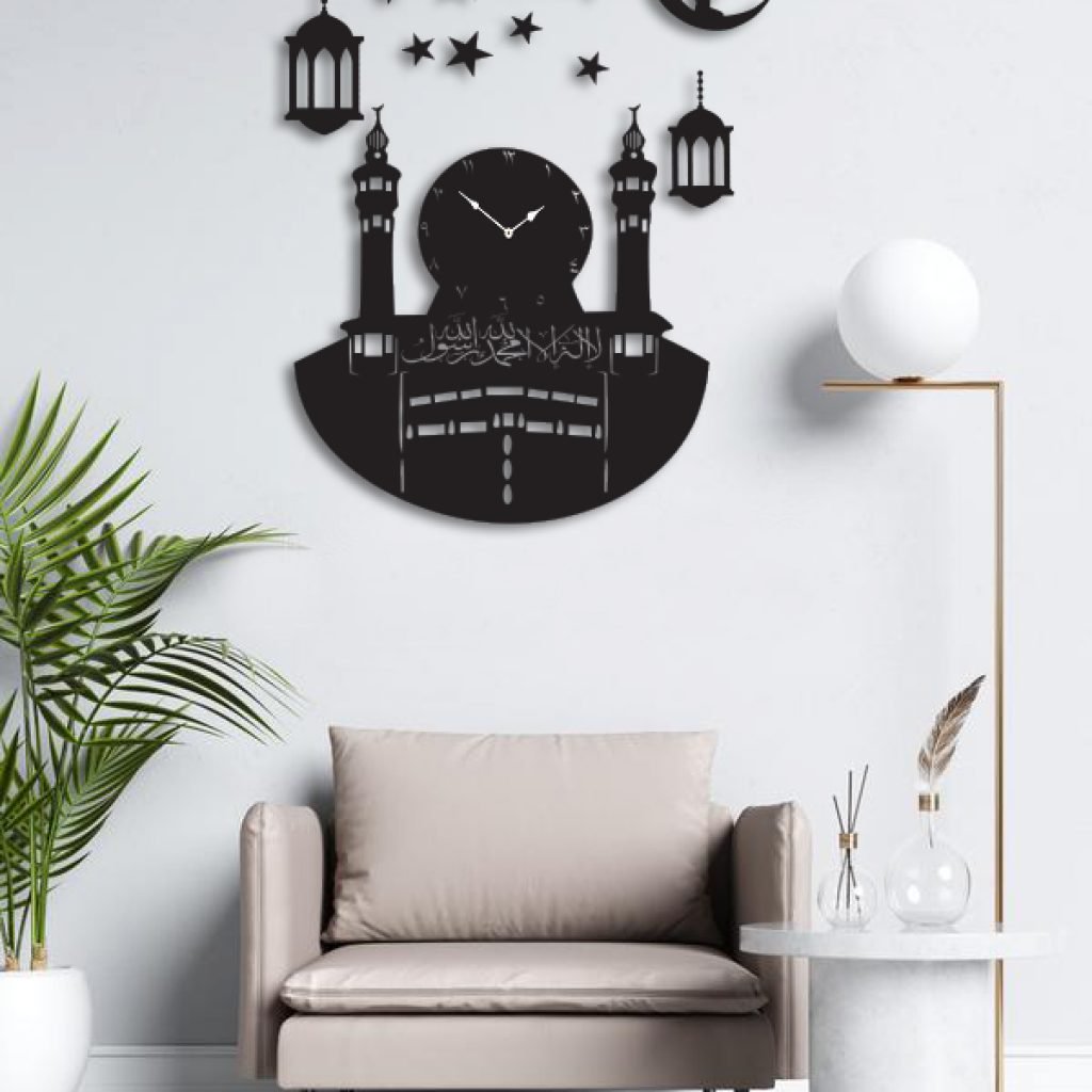 Wooden 3D Masjid Wall Clock Arts & Decor
