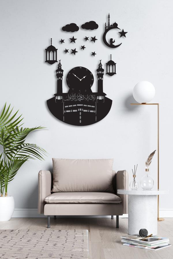 Wooden 3D Masjid Wall Clock Arts & Decor