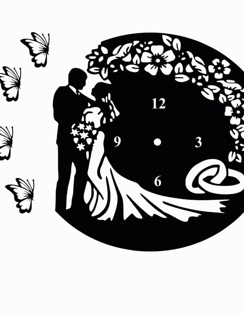 Enchanting Love: Valentine Flower with Butterfly 3D Wall Clock